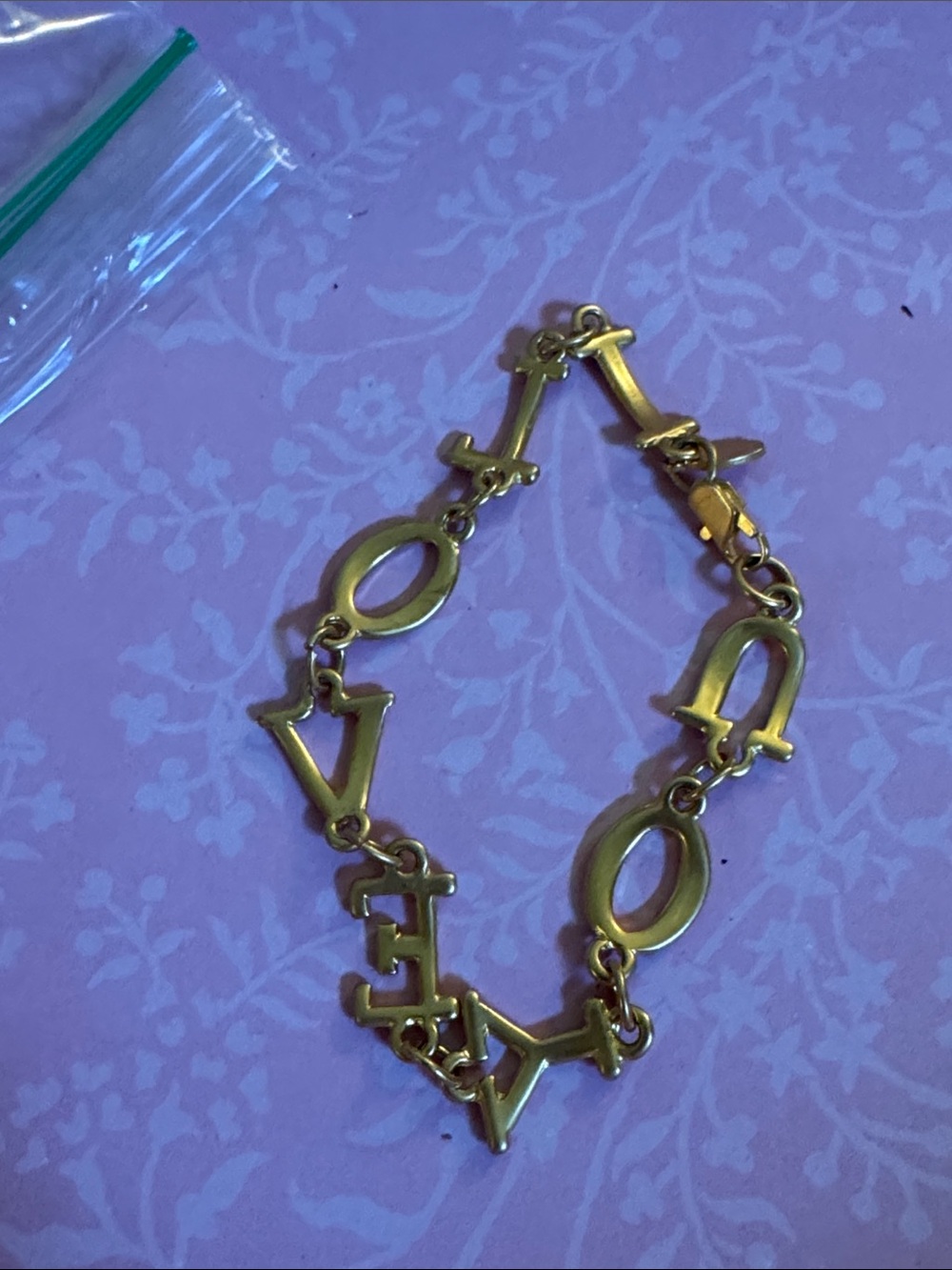Vintage Park Lane I Love You Tennis Style Bracelet Gold Tone
